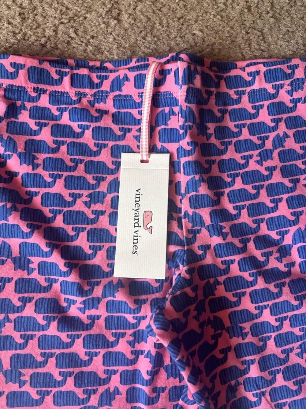 Vineyard Vines Girls' Pink Leggings with Blue Whale Print